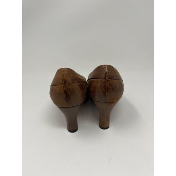 Anyi Lu Size 5.5 Euroupe 36‎ Chestnut Rustic Brown Soul Heel Leather Italy 2 1/2 - Picture 5 of 6